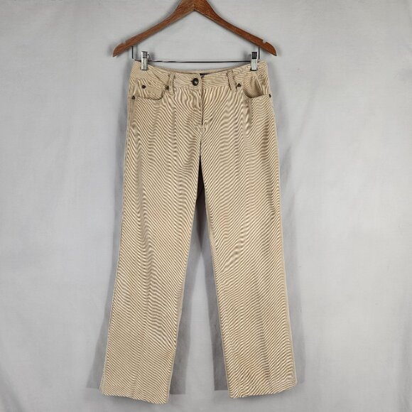 Larry Levine Petite Corduroy Pants Women's 2 Tan Mid Rise Straight Leg Casual - Picture 1 of 9